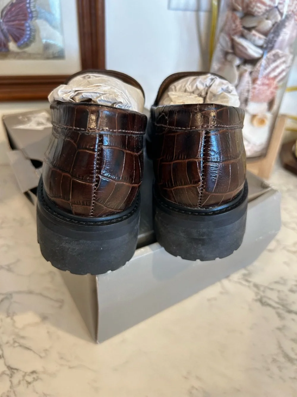 NWT Everlane Leather The Lug Loafer in Brown Crocodile Size‎ 10 - Picture 4 of 8